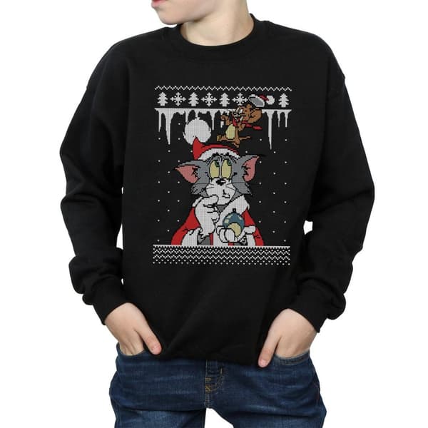 Tom And Jerry Boys Christmas Fair Isle Sweatshirt