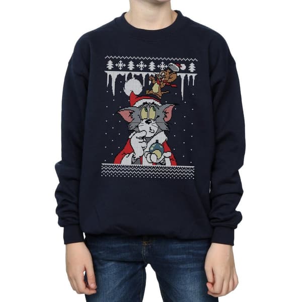 Tom And Jerry Boys Christmas Fair Isle Sweatshirt