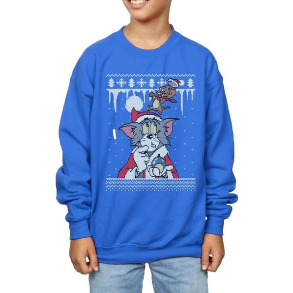 Tom And Jerry Boys Christmas Fair Isle Sweatshirt
