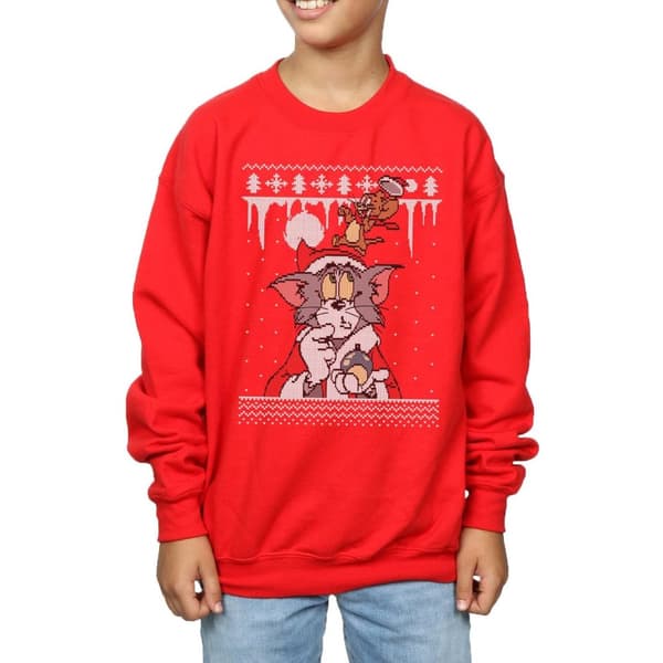 Tom And Jerry Boys Christmas Fair Isle Sweatshirt