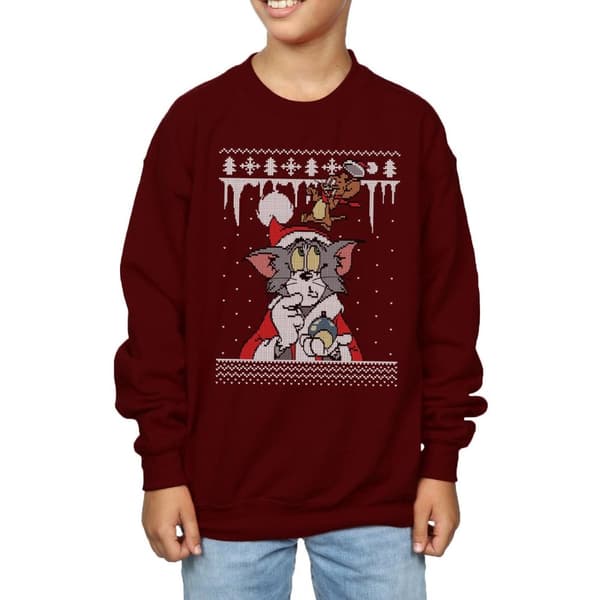 Tom And Jerry Boys Christmas Fair Isle Sweatshirt