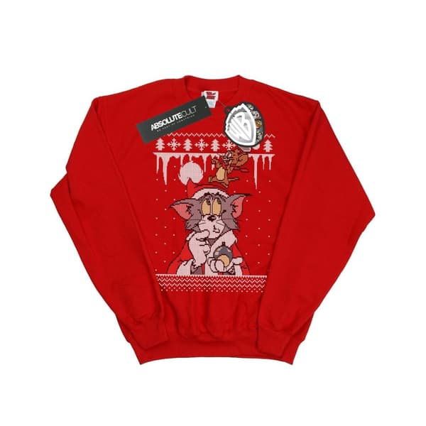 Tom And Jerry Boys Christmas Fair Isle Sweatshirt