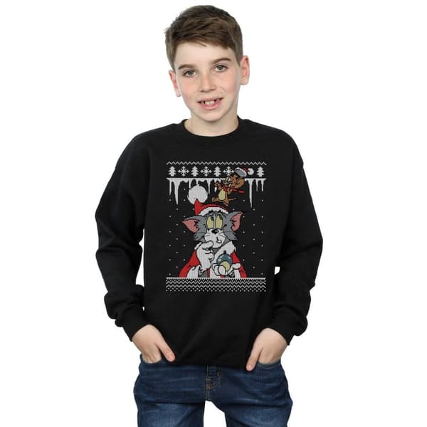 Tom And Jerry Boys Christmas Fair Isle Sweatshirt
