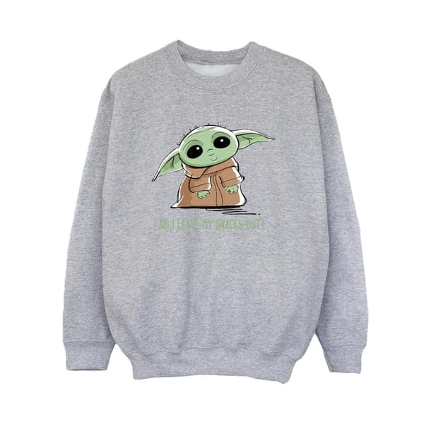 Star Wars Boys The Mandalorian Grogu Snacks Meme Sweatshirt Sports Grey 9-11 Years