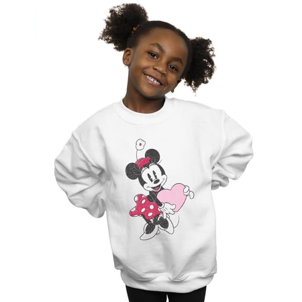 Disney Girls Minnie Mouse Love Heart Sweatshirt