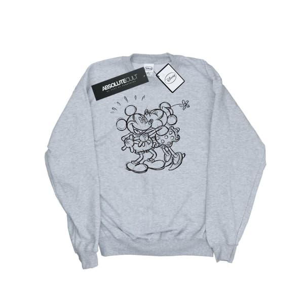 Disney Mens Mickey And Minnie Mouse Kiss Sketch Sweatshirt