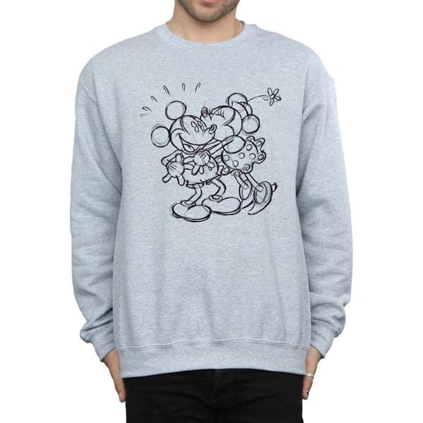 Disney Mens Mickey And Minnie Mouse Kiss Sketch Sweatshirt