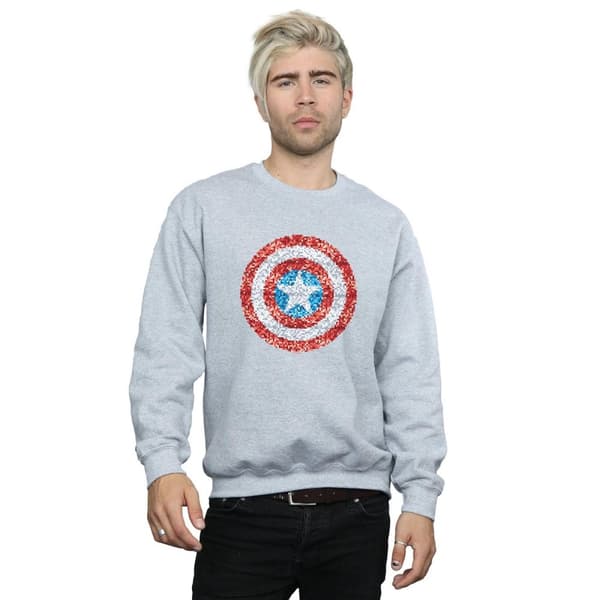 Marvel Mens Captain America Pixelated Shield Sweatshirt