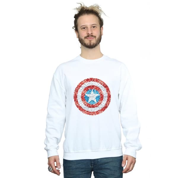 Marvel Mens Captain America Pixelated Shield Sweatshirt