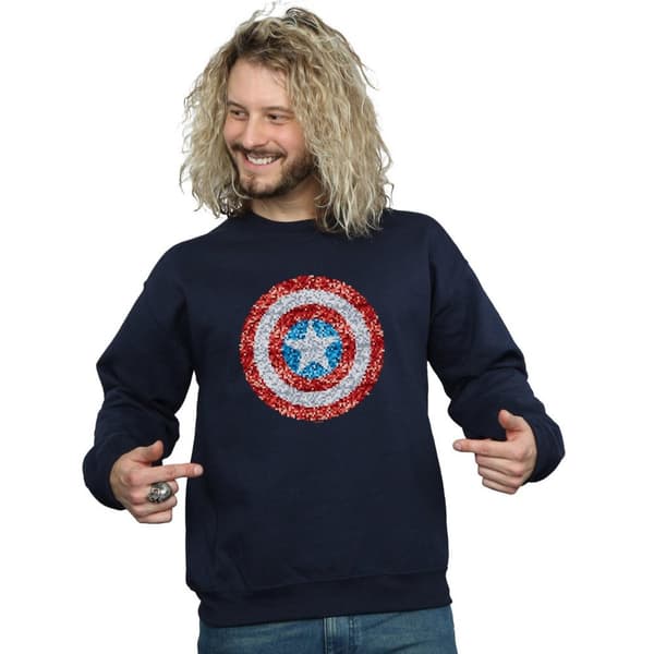 Marvel Mens Captain America Pixelated Shield Sweatshirt