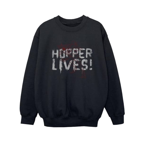 Netflix Boys Stranger Things Hoppers Live Sweatshirt Black 12-13 Years