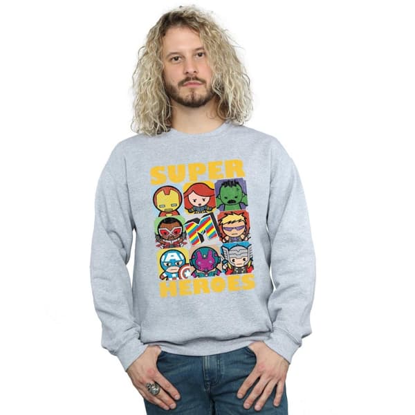 Marvel Mens Kawaii Super Heroes Sweatshirt