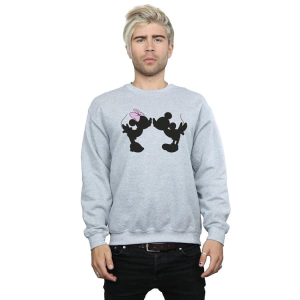 Disney Mens Mickey Minnie Kiss Silhouette Sweatshirt