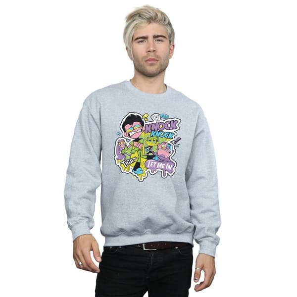 DC Comics Mens Teen Titans Go Knock Knock Sweatshirt