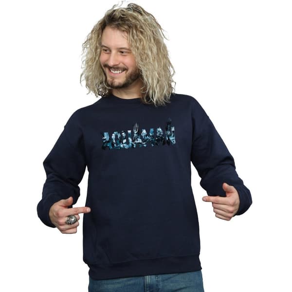 DC Comics Mens Aquaman Text Logo Sweatshirt