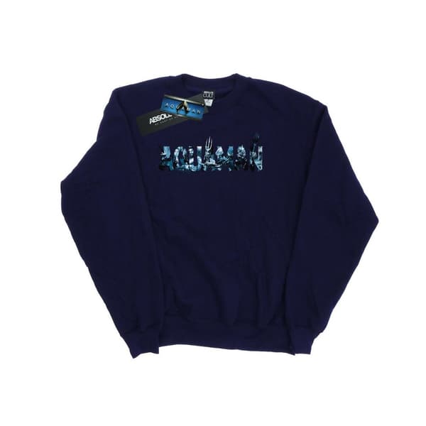 DC Comics Mens Aquaman Text Logo Sweatshirt