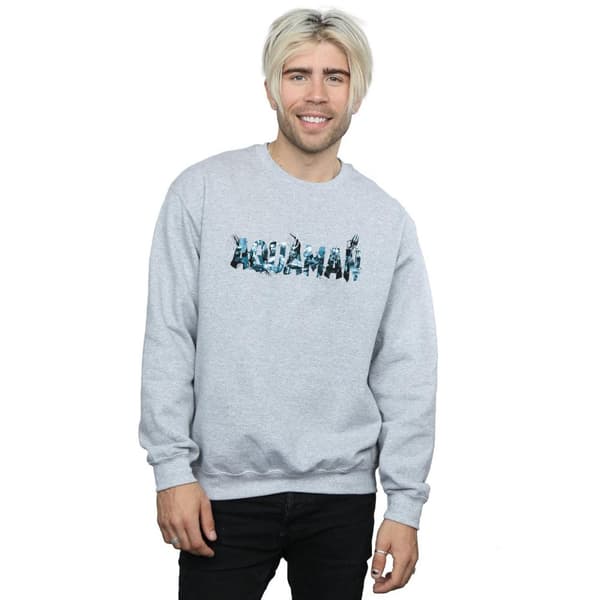 DC Comics Mens Aquaman Text Logo Sweatshirt