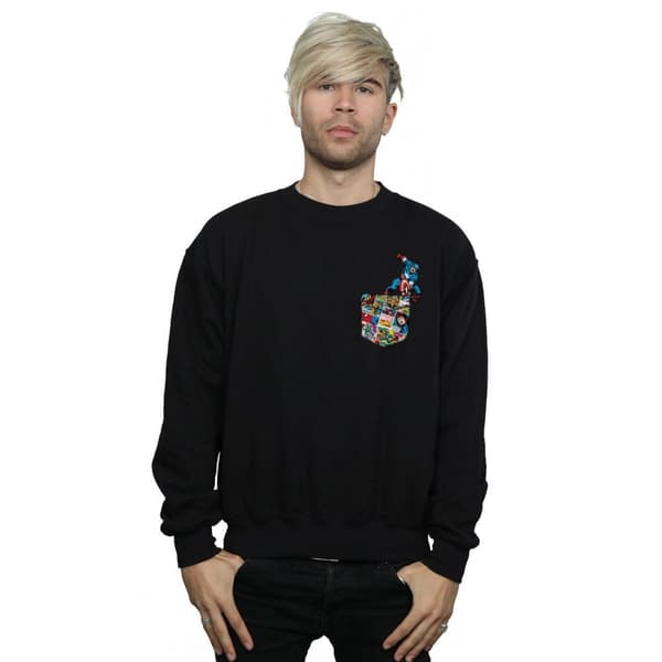 Marvel Sweatshirt med fuskficka med Captain America för herrar