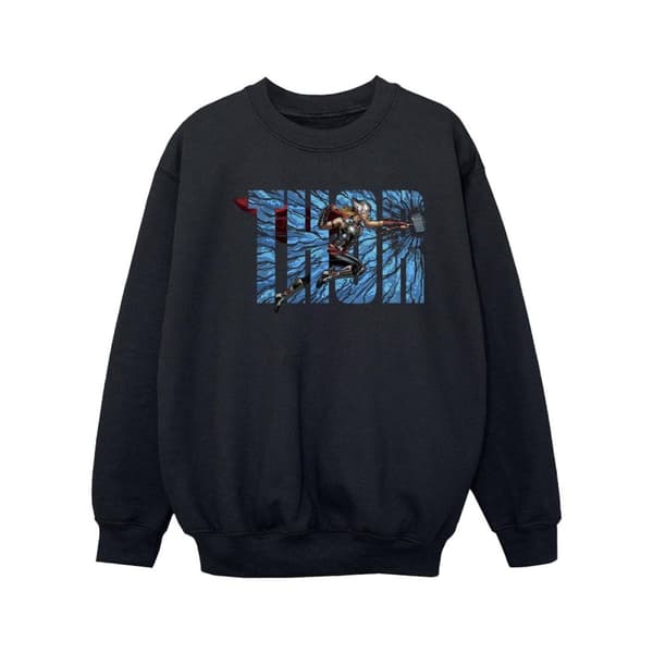 Marvel Girls Thor Love And Thunder Smash Sweatshirt Black 9-11 Years