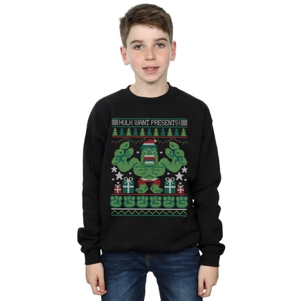 Marvel Boys Hulk Want Presents Fair Isle Sweatshirt