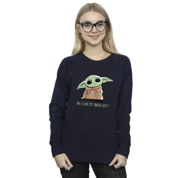Star Wars Womens/Ladies The Mandalorian Grogu Snacks Meme Sweatshirt