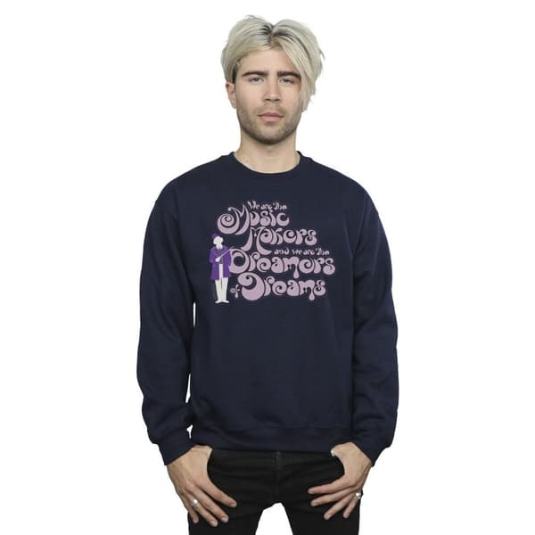Willy Wonka Mens Dreamers Text Sweatshirt
