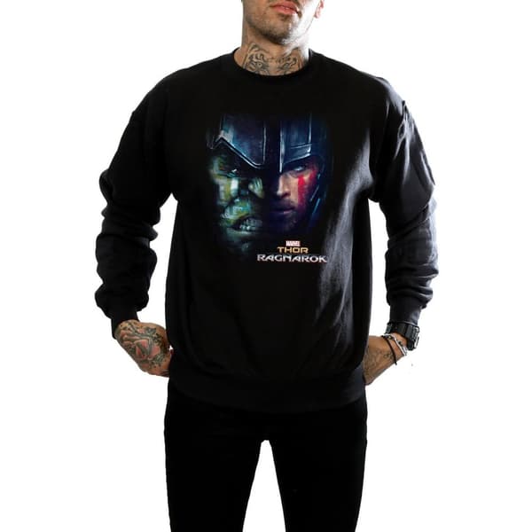 Marvel Mens Thor Ragnarok Hulk Split Face Sweatshirt