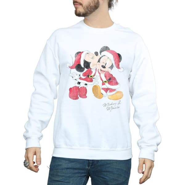 Disney Mens Mickey And Minnie Christmas Kiss Sweatshirt