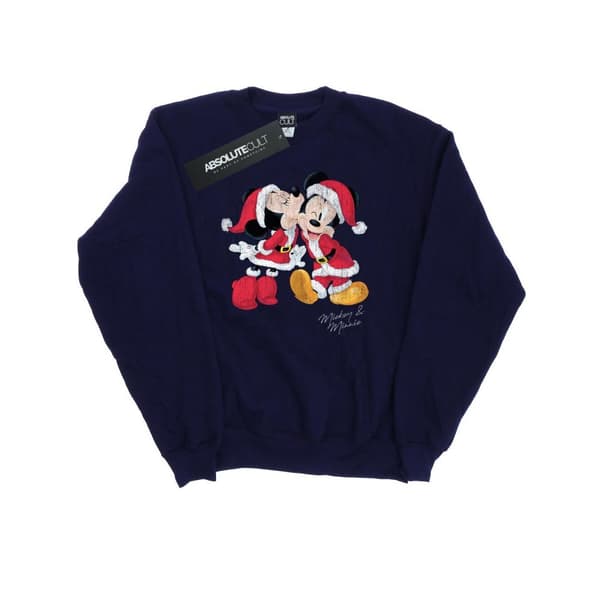 Disney Mens Mickey And Minnie Christmas Kiss Sweatshirt
