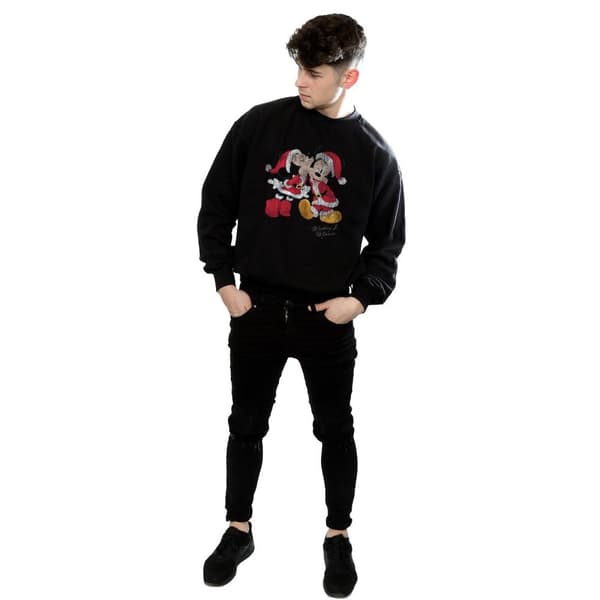 Disney Mens Mickey And Minnie Christmas Kiss Sweatshirt