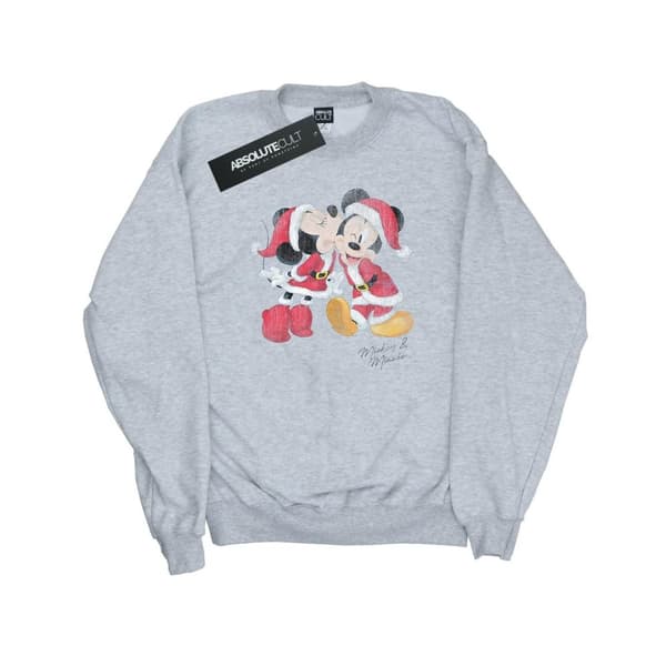 Disney Mens Mickey And Minnie Christmas Kiss Sweatshirt