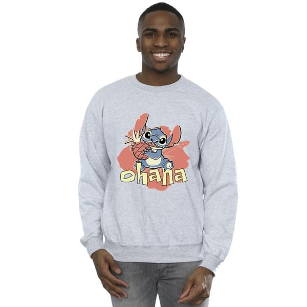 Disney Mens Lilo And Stitch Ohana Pineapple Sweatshirt