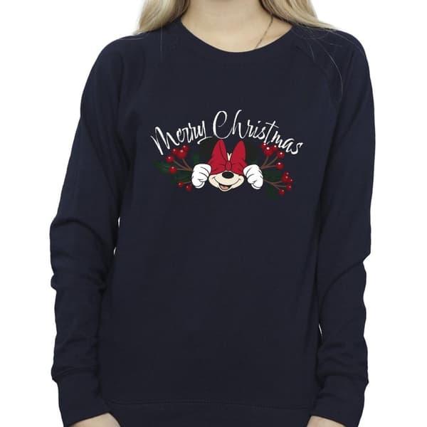 Disney Dam/Tjej Minnie Mouse Christmas Holly Sweatshirt