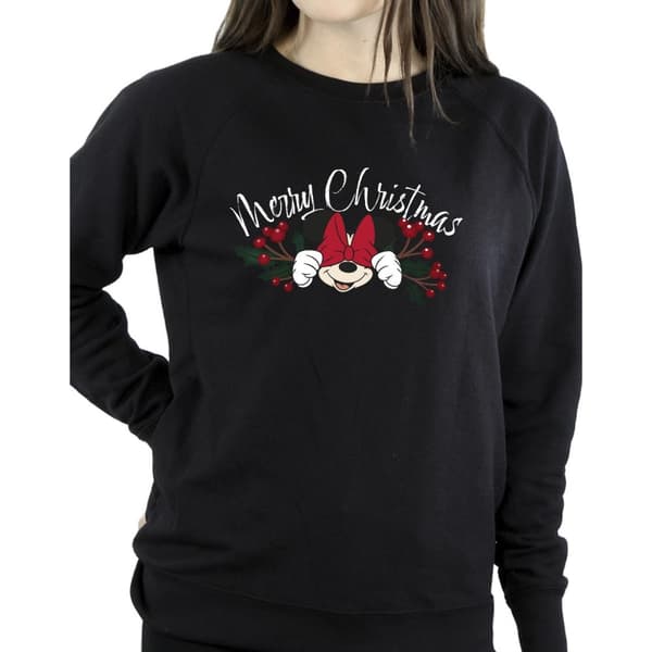 Disney Womens/Ladies Minnie Mouse Christmas Holly Sweatshirt