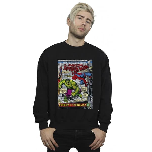 Marvel Mens Spider-Man VS Hulk Cover Sweatshirt