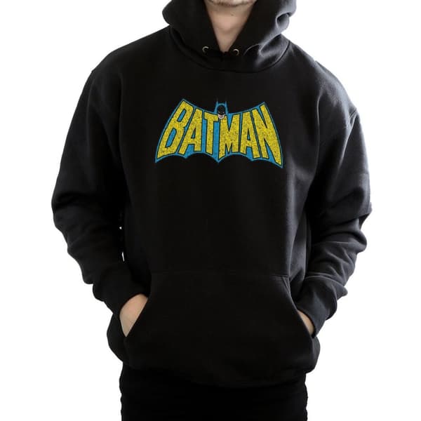 DC Comics Mens Batman Crackle Logo Hoodie