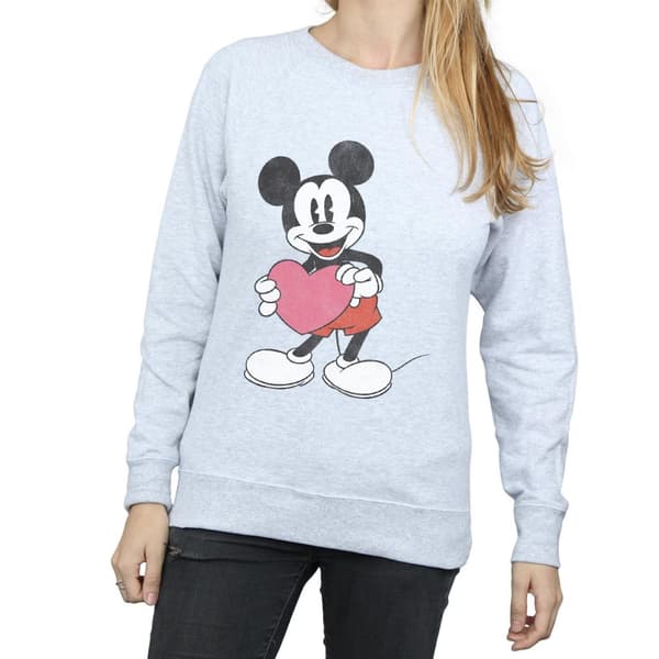 Disney Womens/Ladies Mickey Mouse Valentine Heart Sweatshirt