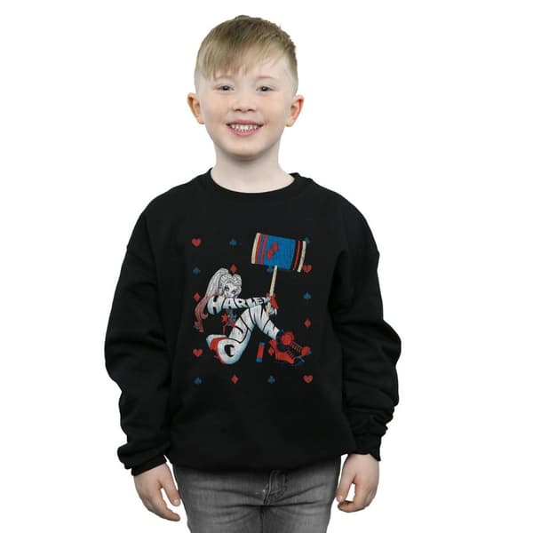 DC Comics Boys Harley Quinn Playing Card Suit Sweatshirt