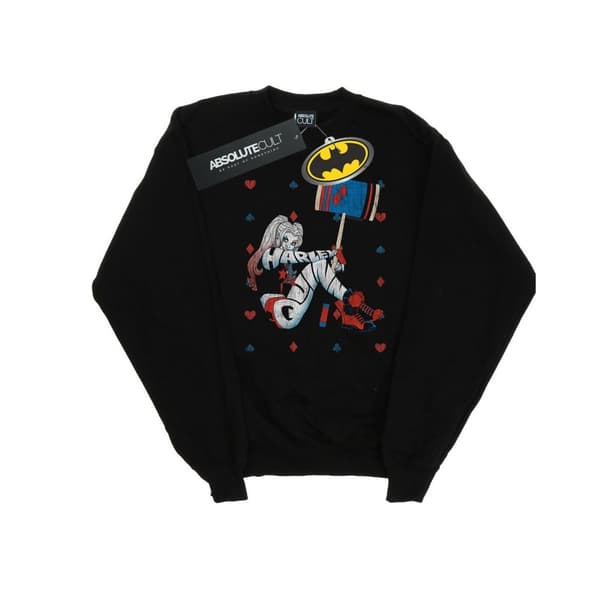DC Comics Boys Harley Quinn Playing Card Suit Sweatshirt Black 5-6 Years