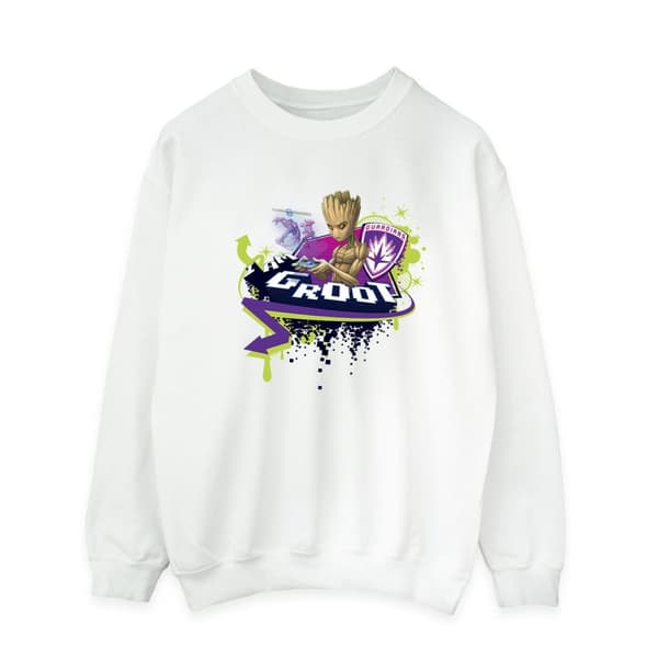 Marvel Mens Guardians Of The Galaxy Groot Gaming Holo Sweatshirt White 5XL