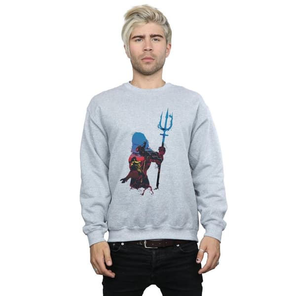 DC Comics Mens Aquaman Battle Silhouette Sweatshirt