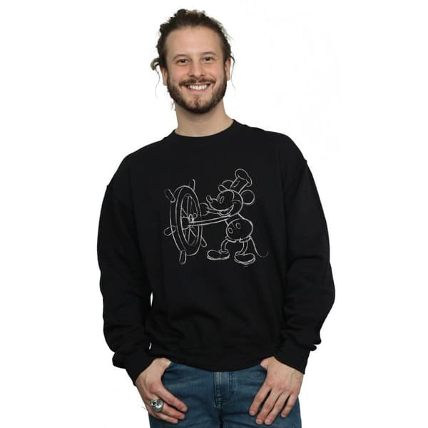Disney Mens Mickey Mouse Steamboat Sketch Sweatshirt