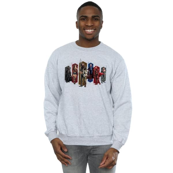 DC Comics Mens Justice League Movie Team Hexagons Sweatshirt