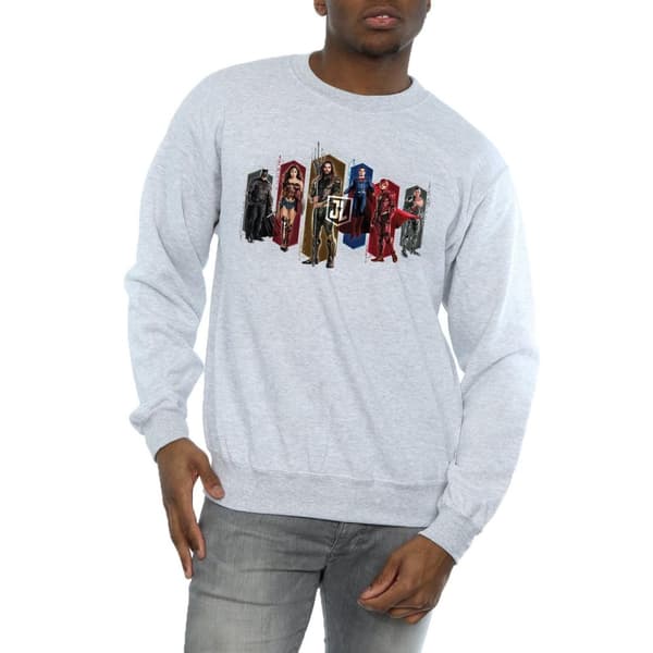 DC Comics Mens Justice League Movie Team Hexagons Sweatshirt