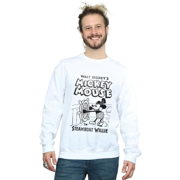 Disney Mens Mickey Mouse Steamboat Willie Sweatshirt