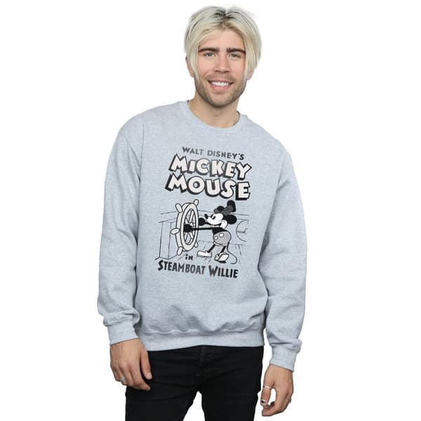 Disney Mens Mickey Mouse Steamboat Willie Sweatshirt