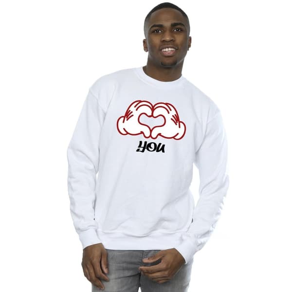 Disney Mens Mickey Mouse Love You Hands Sweatshirt