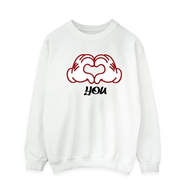 Disney Mens Mickey Mouse Love You Hands Sweatshirt White XXL