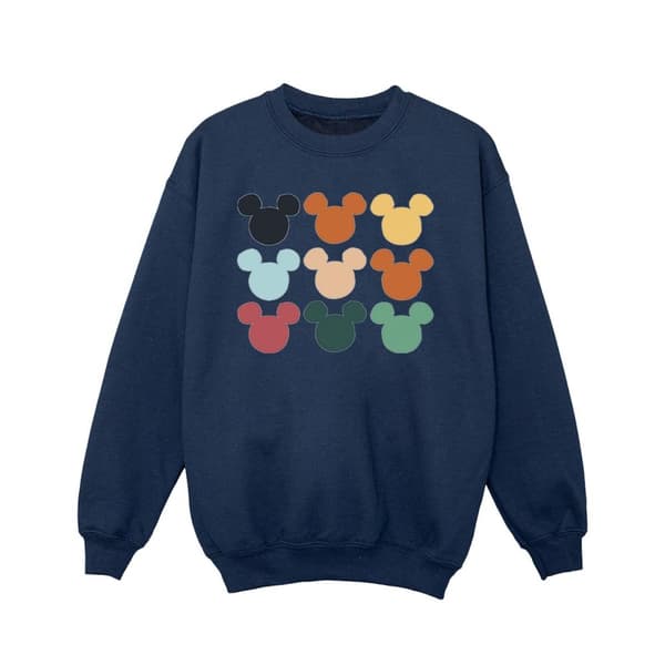 Disney Girls Mickey Mouse Heads Square Sweatshirt Navy Blue 9-11 Years