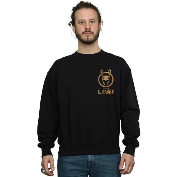 Marvel Mens Loki Horn Logo Faux Pocket Sweatshirt